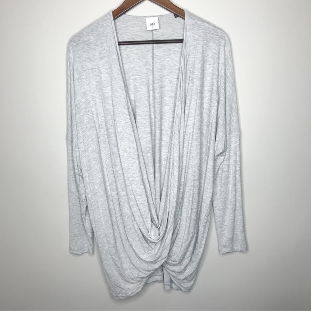 CAbi gray open front long sleeve blouse